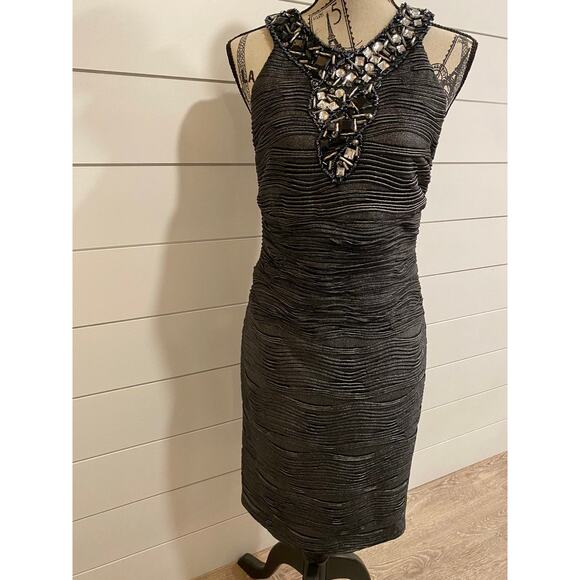 Gray Shimmery Holiday Cocktail Dress - Picture 1 of 3